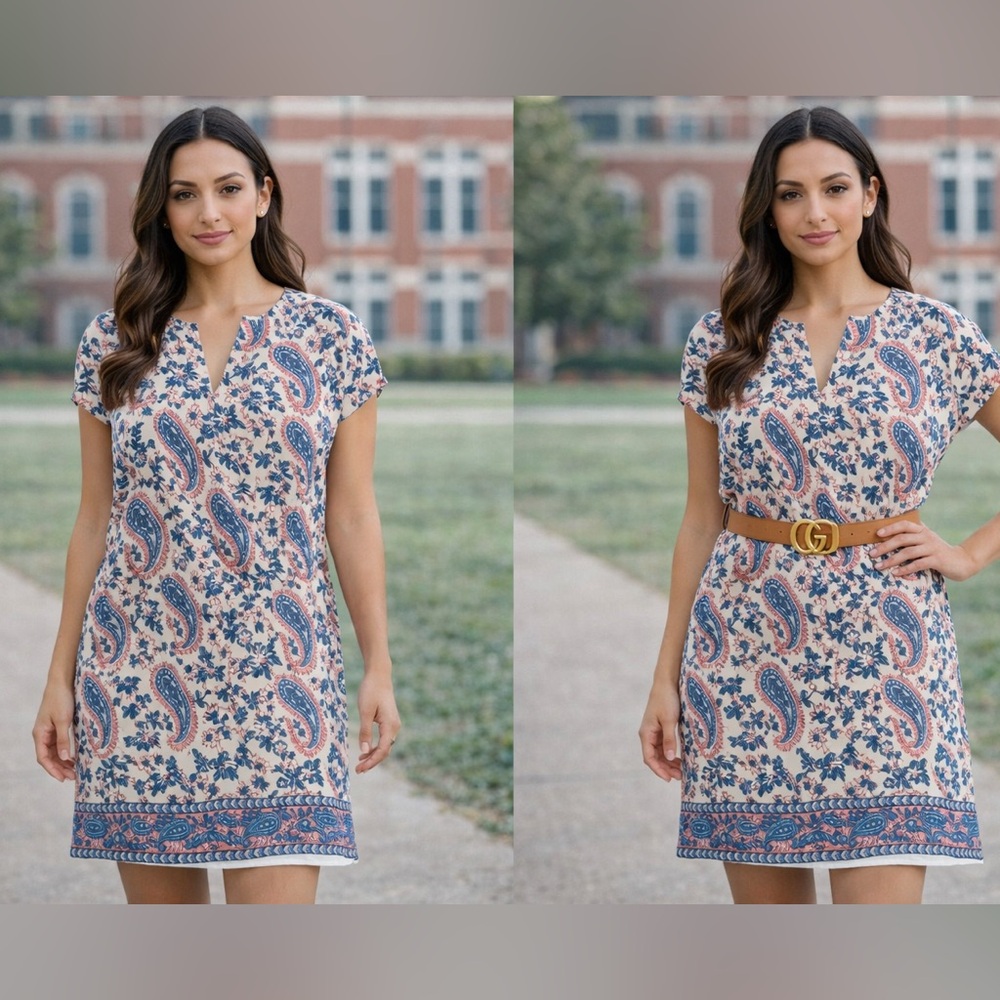 Madewell Paisley Floral Shift Dress Small Boho Casual Summer